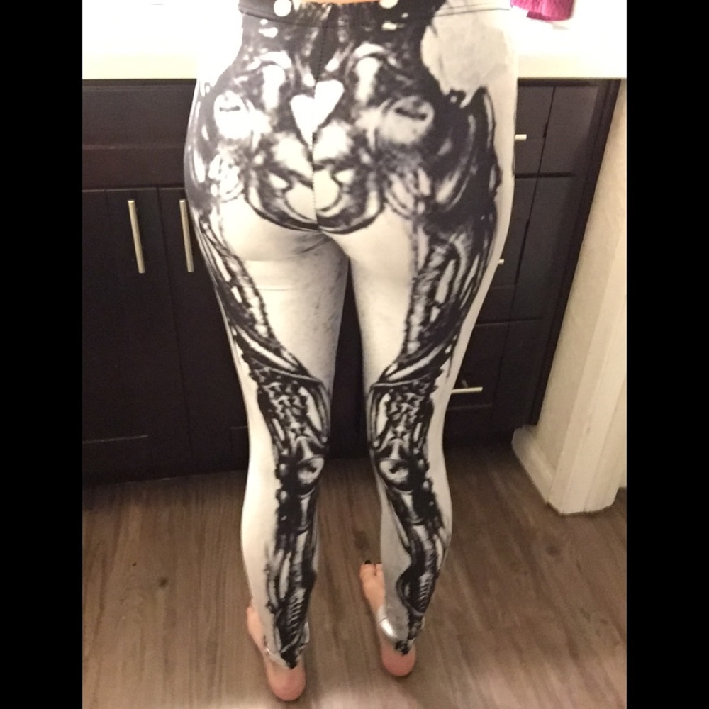 shiny skeleton leggings / rave leggings